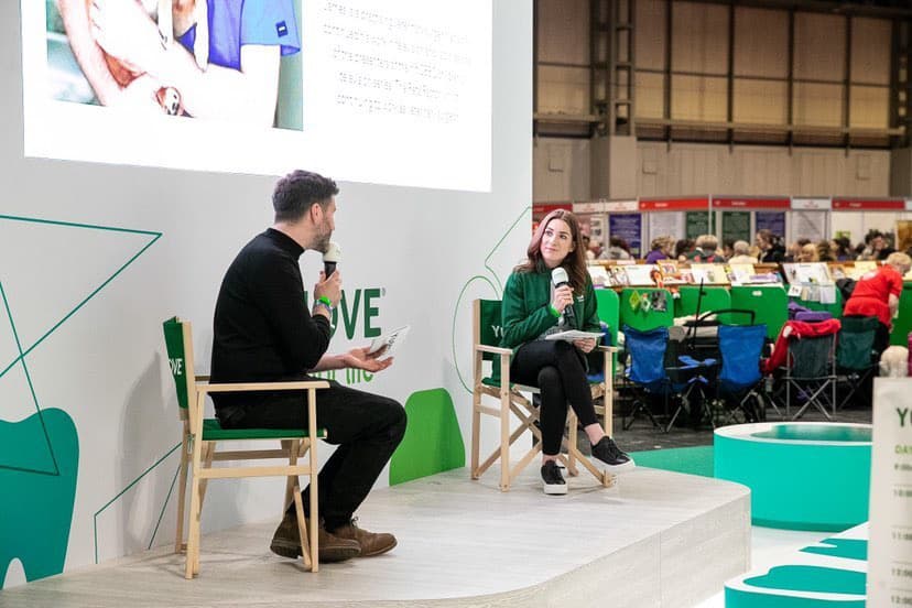 Amy Burrows on stage at Crufts 2022