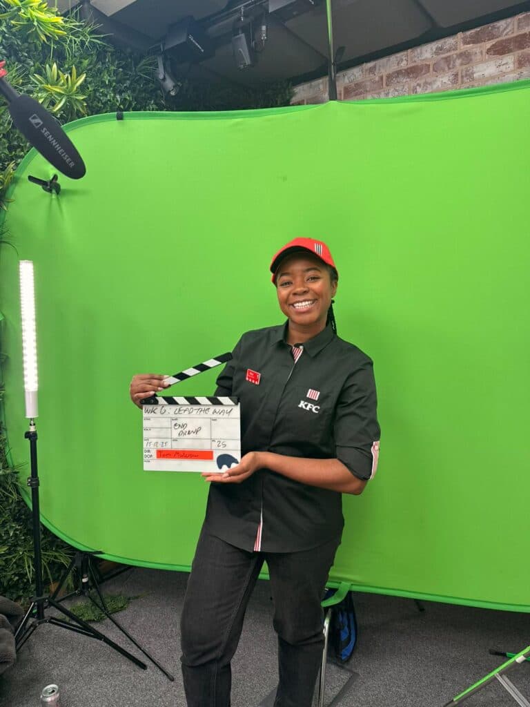 Emma Louise presenting for KFC